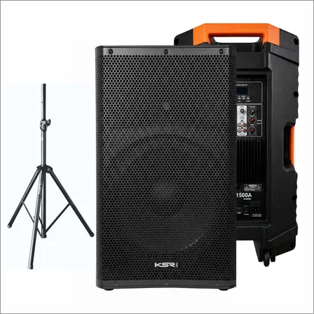 Caixa Som Ativa 15 Profissional 750w Ksr Pro Kr1500a + Tripe Preto 127/220v