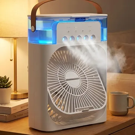 Climatizador De Ar Ventilador Portatil 600mL Grande 5 Saidas Ar Frio Super Potente Umidificador Purificador Silencioso Oscilante Para Casa E Escritorio Luxside