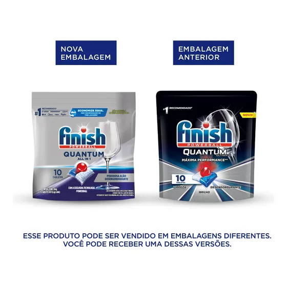 Detergente Finish Lava Louças Tablete Powerball Quantum 10un