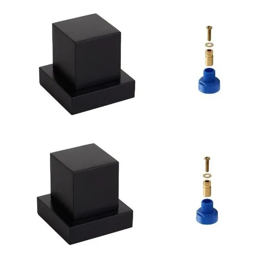 2 Acabamento Registro Quadrado 1/2-3/4 +adaptador Docol Cor Preto