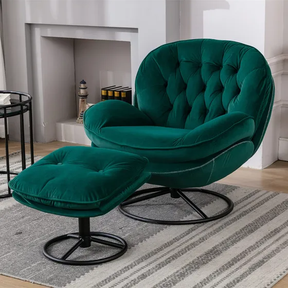 Baysitone Silla Decorativa Otomana Giratoria Terciopelo 360