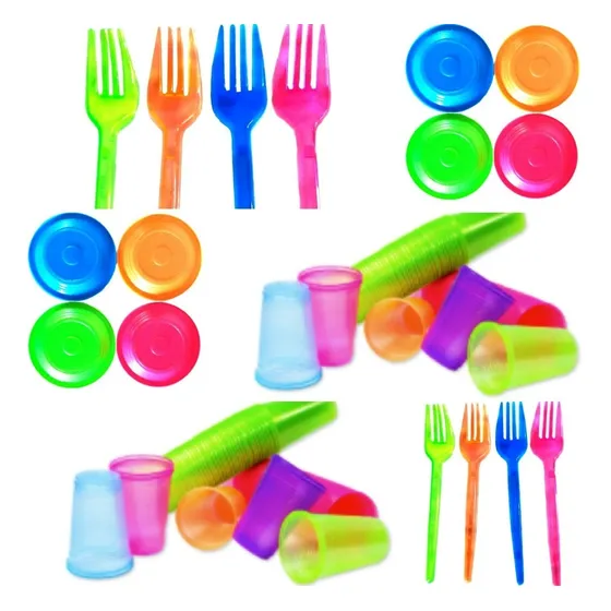 Kit Descartaveis Neon Brilha Na Luz Negra 50 Und De Cada