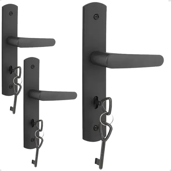 Kit 3 Fechadura Interna Reta 40x53 Preta Soprano Completa