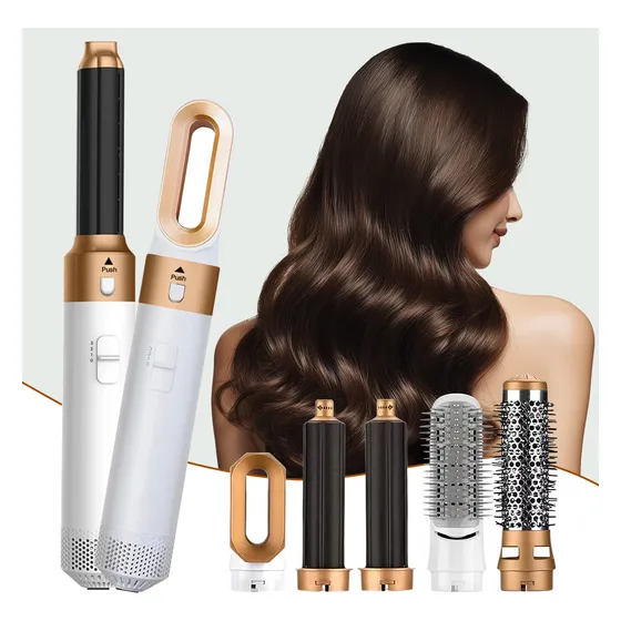 Cepillo Secadora De Cabello 5 En 1 Cepillo Alaciador Electrico 3 Temperaturas 1000w Potente Ion Negativo Secador De Pelo Con Cabezal Extraíble Y Peine Para Secar, Alisar Y Rizar El Pelo
