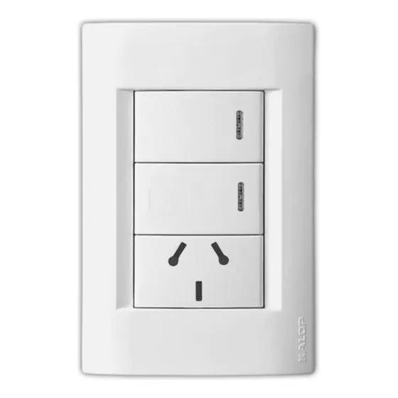Llave Luz Armada 2 Puntos + Toma Blanco Kalop Civil