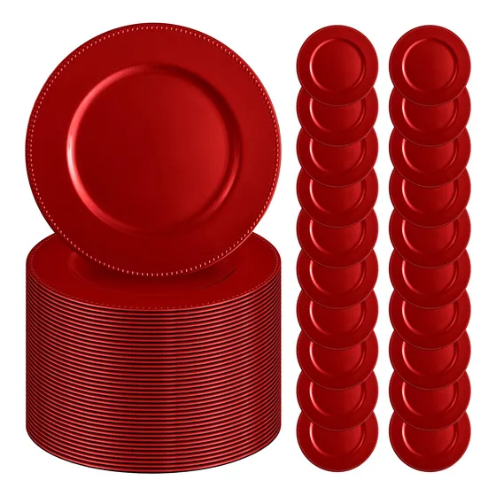 50 Plato Rojo 13  Cargador Redondo Cuenta Granel Para Cena