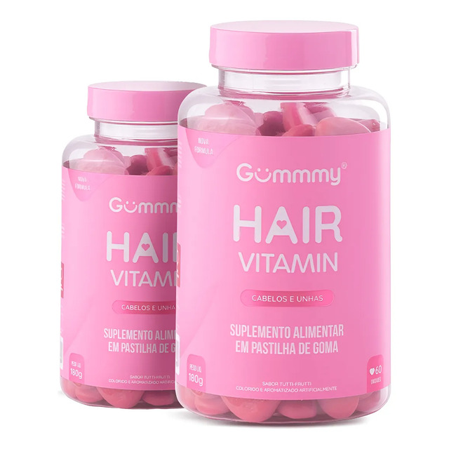 Kit 2 Hair - Vitamina Para Cabelos E Unhas Em Goma Sabor Tutti Frutti Kit 2 Hair - Vitamina Para Cabelos E Unhas Em Goma Sabor Tutti Frutti