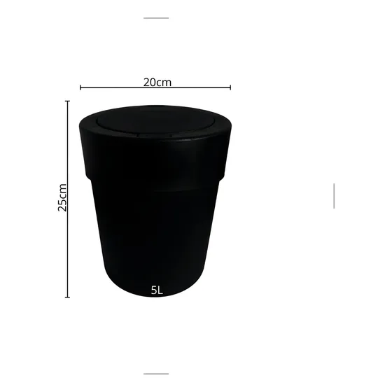 Lixeira Pia Click Tampa Mola 5l Lixo Cozinha Cor Preto