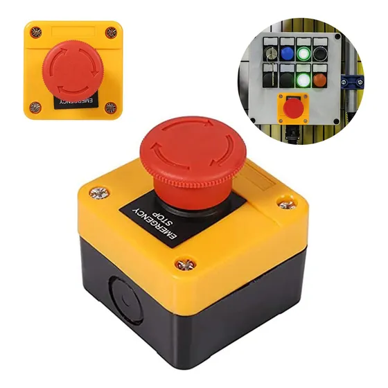 4 Pcs Boton De Paro De Emergencia Tipo Hongo Para Contactor