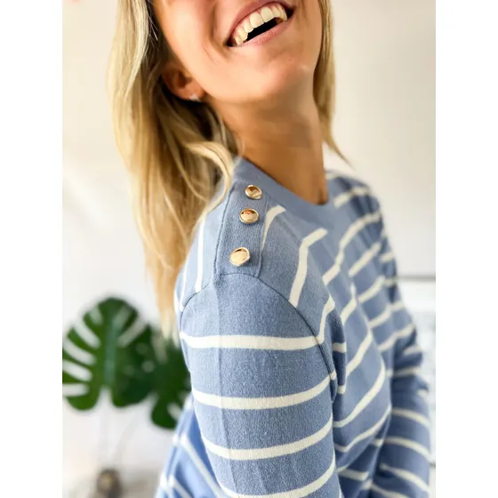 Sweater Rayado Bremer Lulyna Botones En Hombro Mujer
