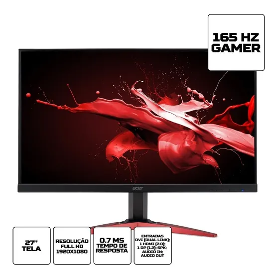 Monitor Gamer 27'' Acer Led Full Hd, Hdmi, 1ms, 165hz, Kg271
