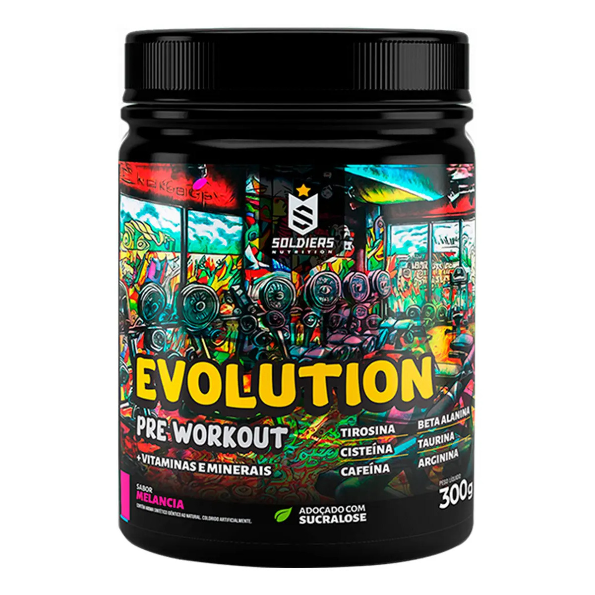 Pré-Treino Evolution Workout 300g Termogênico Sabor Melancia Soldiers Nutrition Energia Foco Treino Pré-Treino Evolution Workout 300g Termogênico Sabor Melancia Soldiers Nutrition Energia Foco Treino