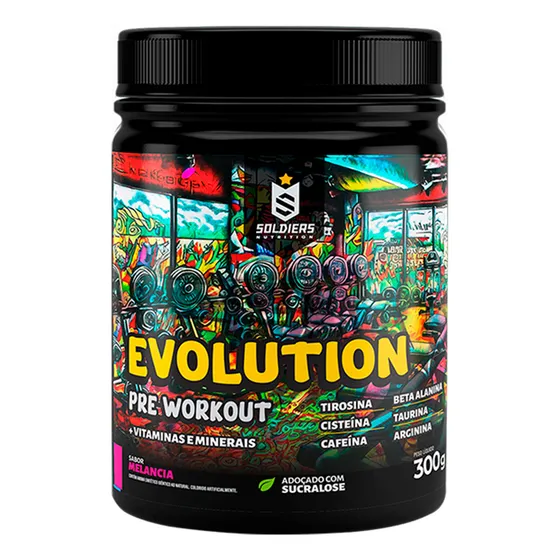 Pré-Treino Evolution Workout 300g Termogênico Sabor Melancia Soldiers Nutrition 
