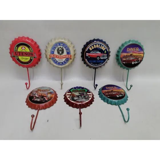 Perchero Pared Retro Tapa Metal Pintado U.s.a Precio X C/u