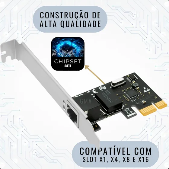 Placa De Rede Gigabit I Express Rj45 1000 Mbps Para Lan GMA Pci Express