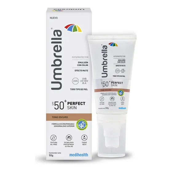 Umbrella Perfect Skin tono oscuro SPF 50+,color EFECTO MATE