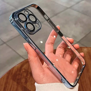 Funda Para iPhone Lujo Chapado Transparente Logo Hole Case Funda Para iPhone Lujo Chapado Transparente Logo Hole Case