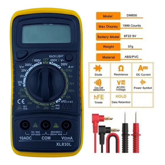 Digital Multimetro Tester Multifuncional Medidor Voltímetro