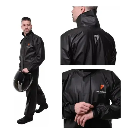 Capa De Chuva Moto Motoqueiro Pioneira Pvc Combate Masculina Preto Gg