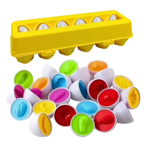 Brinquedo Educativo Jogo Encaixar Cartela 12 Ovos Coloridos