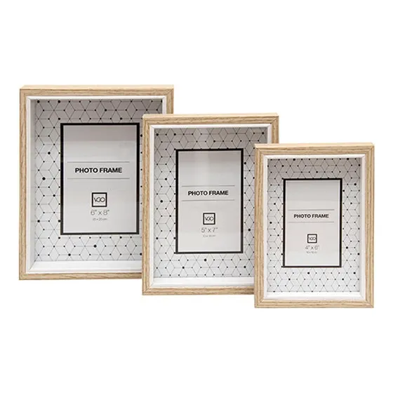 De 3 Portarretratos Madera 1-10x15cm 1-13x18cm 1-15x20cm Color Beige