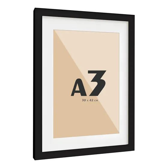 Moldura Quadro Com Vidro Paspatur De 3 Cm P/ Imagem A3 30x42