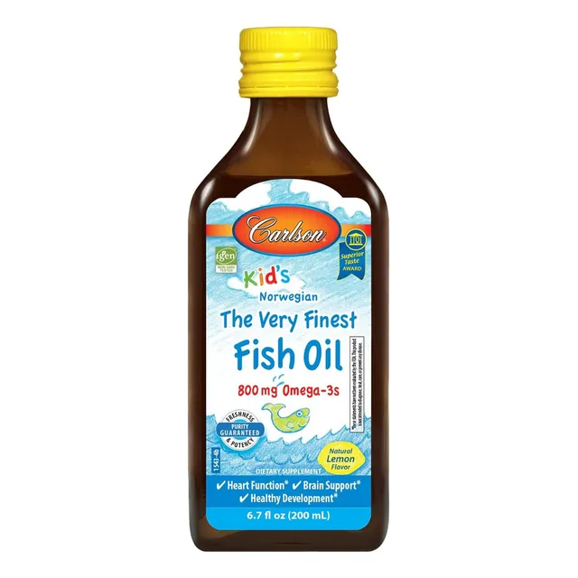 Aceite De Pescado 800 Mg Para Niños Carlson 200 Ml Sabor Limón