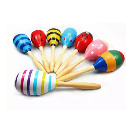 Maraca De Madera Instrumento Musical Para Niños Colores Maraca De Madera Instrumento Musical Para Niños Colores