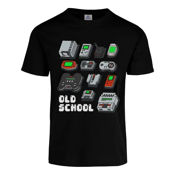 Playera Nintendo Consolas Clasicas Pixeles Retro Negra