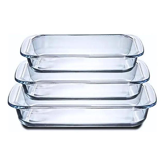 Fuente Bandeja Para Horno De Vidrio Templado Pack Por 3 Unid