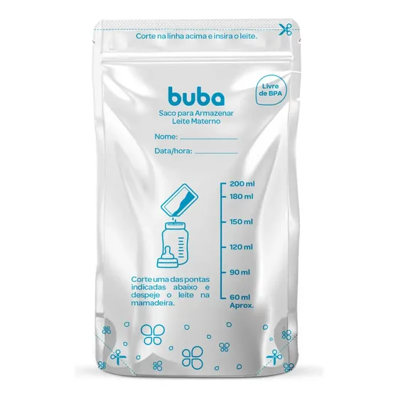 Kit 25 Sacos Para Armazenar e Congelar Leite Materno - Buba