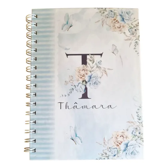 Caderno A5 Personalizado Com Inicial E Nome Azul