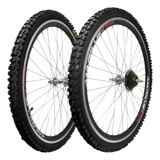 Par 2 Rines Para Bicicleta 26 Con Llanta Y Cámara Completos Negro