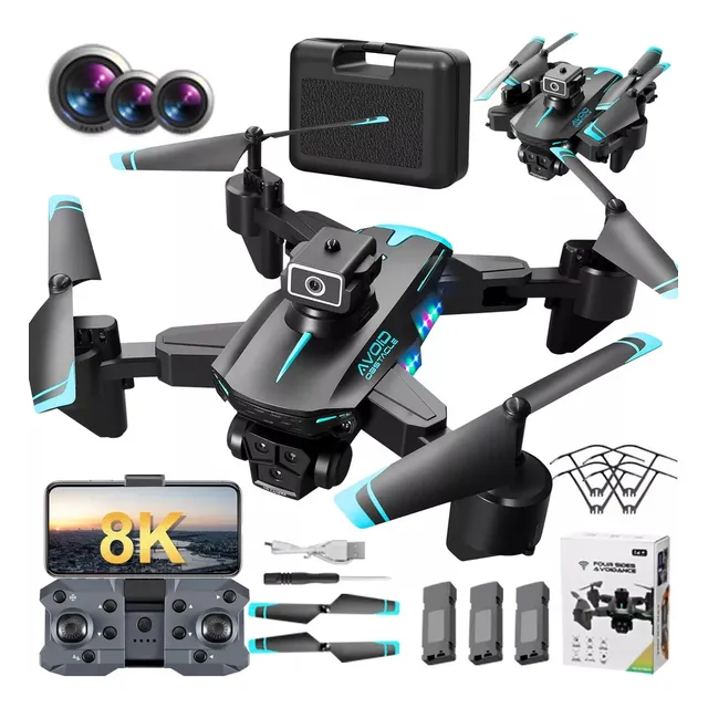 Mini Drone Ky605 Con 3 Cámara 8k 3 Batería 360 Soporta Fotos Y Videos Generica