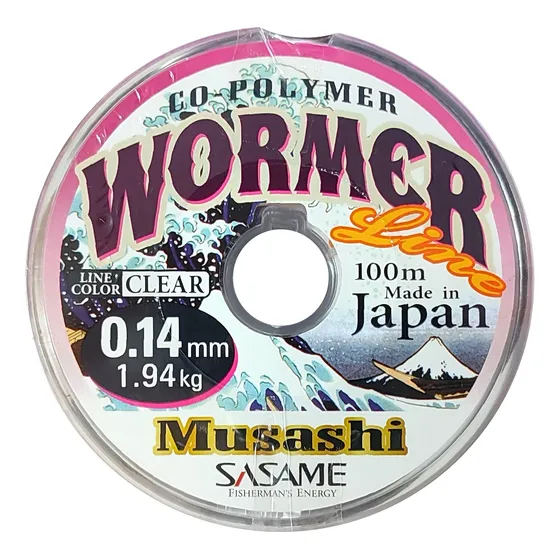 Tanza Nylon Sasame Musashi Wormer 100 Mt Baja Memoria Japon