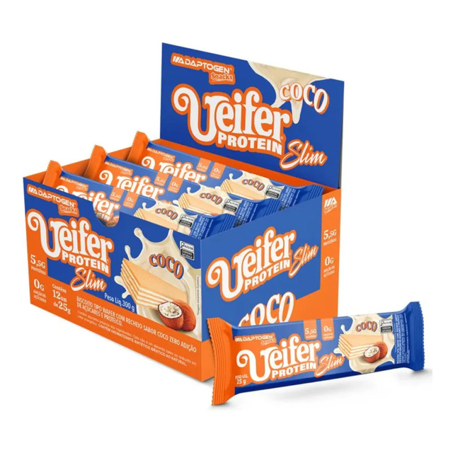Wafer Proteico Ueifer Adaptogen Coco 12un 40g Coco