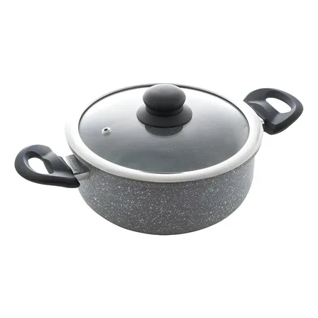 Caçarola De Indução Com Tampa De Vidro 22cm Granilite Cinza