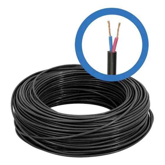 Cabo Pp 2x1,0 Extensão Rolo 100m Cobertura Preto