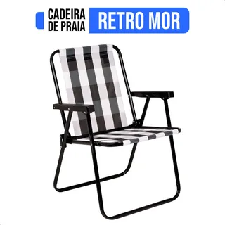 Cadeira De Praia Aço Xadrez Retro Jardim Piscina Camping Portåtil Mor Cor Preto E Branco Cadeira De Praia Aço Xadrez Retro Jardim Piscina Camping Portåtil Mor Cor Preto E Branco