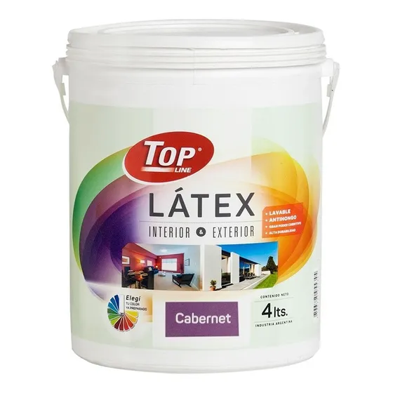 Pintura Latex Lavable 4 Litros Colores Topline Int/ext