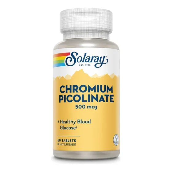 Tabletas De Picolinato De Cromo Solaray, 500 Mcg | 60 Unidad