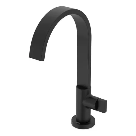 Torneira Lavatório Bancada Bica Alta Celite Flow Preto Matte