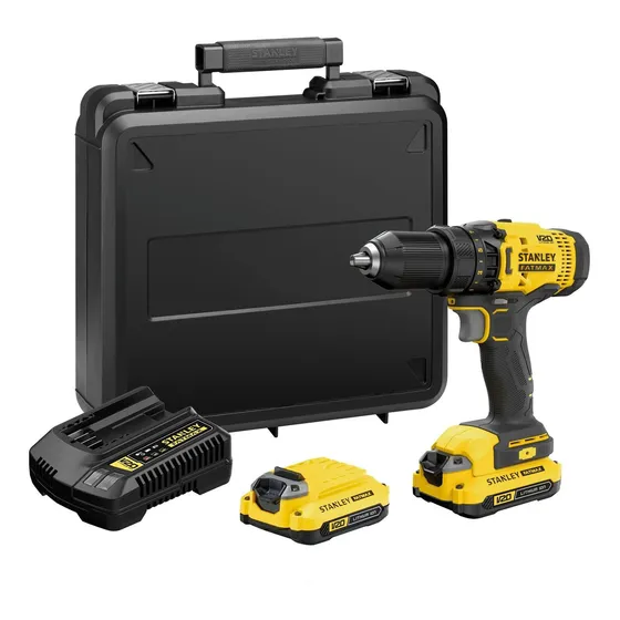 Kit Taladro Atornillador 220V con 2b Cargador y Maleta Stanley Color Amarillo SCD700C2K-B2
