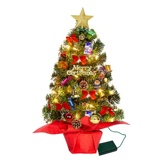 Árbol Navidad Pequeño Mesa 55cm Con Decoración Serie Led