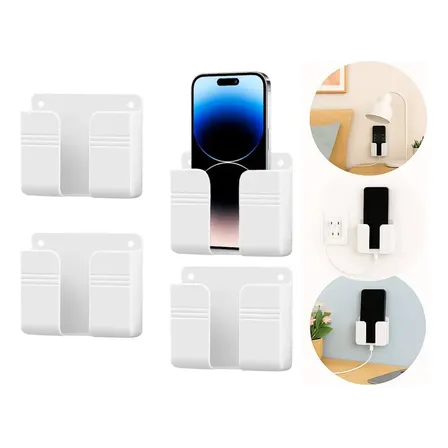 Kit 4 Suporte De Celular Parede Para Carregar Multiuso Bco