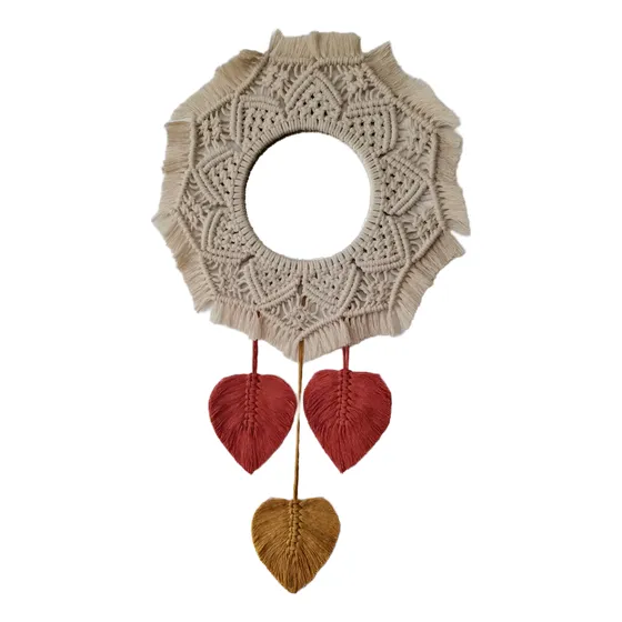 Espejo Macrame Con Plumas - Estilo Boho