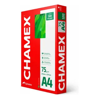 Papel Sulfite Profissional Sustentável Chamex A4 75g 210x297mm - Pacote 500 Folhas Premium Branco