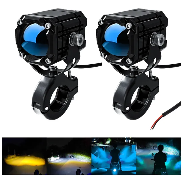 2 Faros Luces Led Auxiliares 4 Modos Lupa Para Moto
