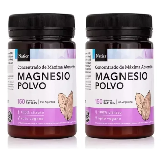 Pack X2 Citrato Magnesio Polvo Máxima Absorción Natier 150g