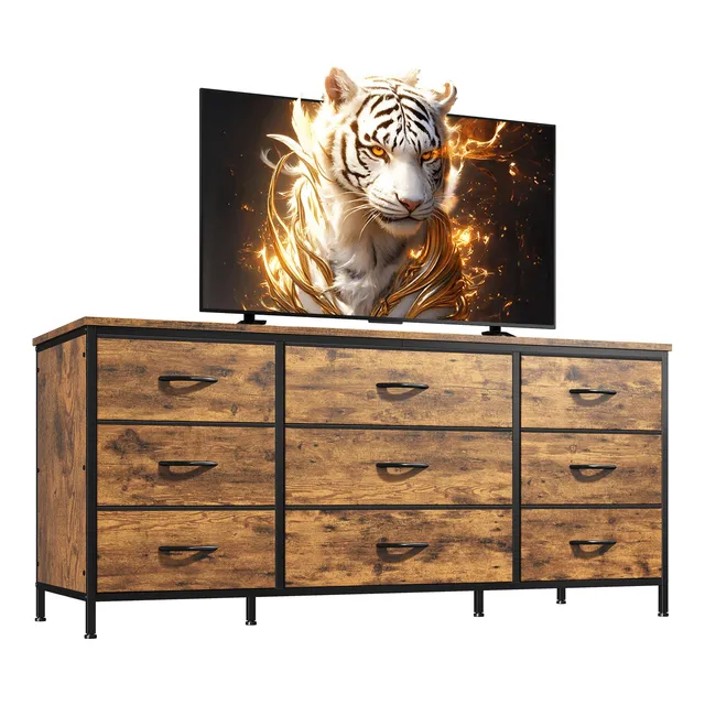 Soporte De Tv Con 9 Cajones Para Recámara Cómoda Larga